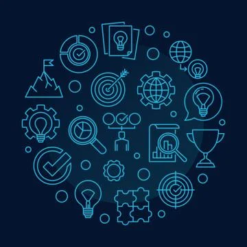 Vector Business Values concept round outline illustration Stock Illustration