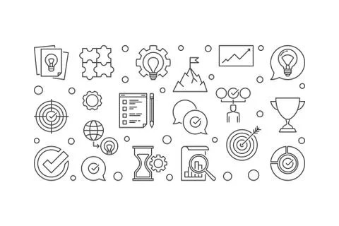 Vector Business Values horizontal outline illustration Illustrazione stock