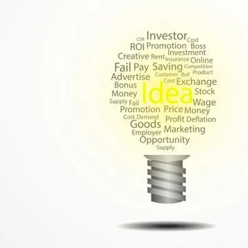 Vector : Business words in light bulb on white background Stock Illustration