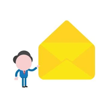 Vector businessman character with empty open envelope 스톡 일러스트
