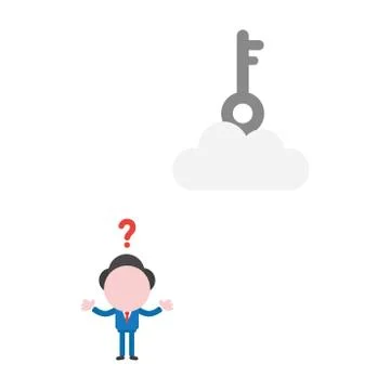 Vector businessman character with key on cloud Illustrazione stock