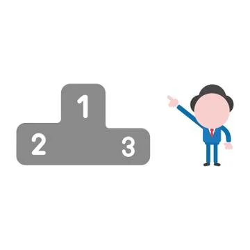 Vector businessman character pointing first place of winners podium Ilustración de archivo