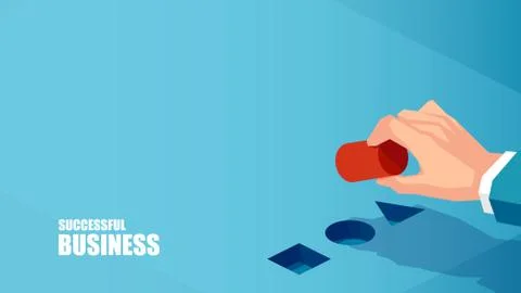 Vector of a businessman hand making a correct choice strategic move Stock Illustration