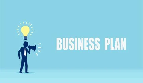 Vector of a businessman with innovative ideas making an announcement in megap Stock Illustration