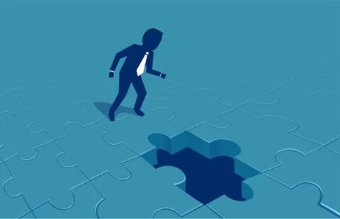 Vector of a businessman looking at a missing puzzle Stock Illustration