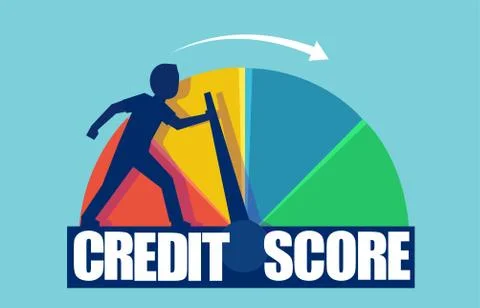 Vector of a businessman pushing scale changing credit information from poor t Stock Illustration