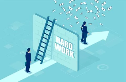 Vector of a businessman separated by a wall from a successful entrepreneur un Stock Illustration