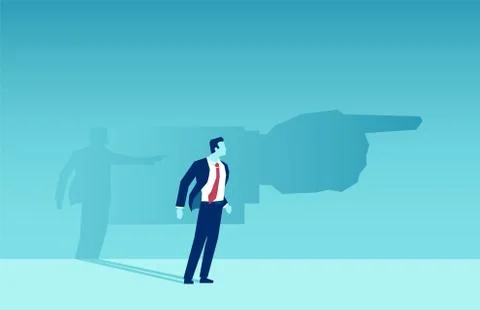 Vector of a businessman shadow pointing him a direction Stock Illustration