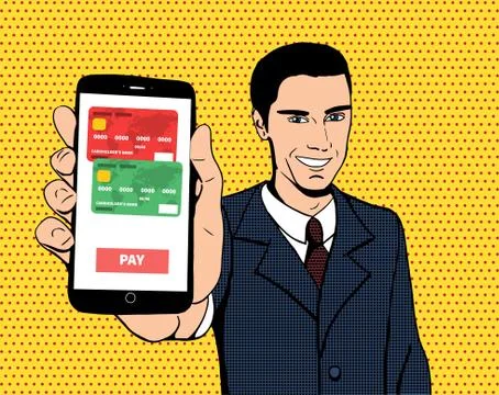 Vector businessman with a smartphone Stock Illustration