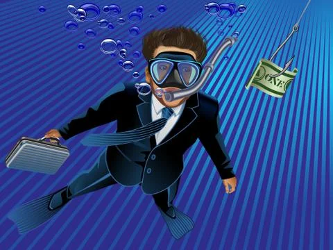 Vector Businessman takes the bait to the hook Stock Illustration