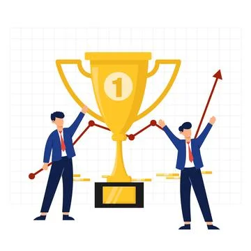 Vector businessman with trophy as a winner Stock Illustration