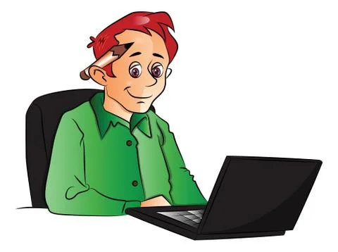 Vector of businessman using laptop. Stockillustratie