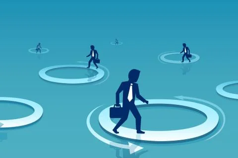 Vector of a businessman walking inside circle Stock Illustration