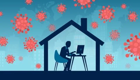 Vector of a businessman working from home during coronavirus pandemic Stock Illustration
