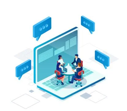 Vector of businesspeople connecting via a web network. Stock Illustration