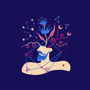 Vector bust of a man. An illustration of the inner self, subconsciousness, im Stock Illustration