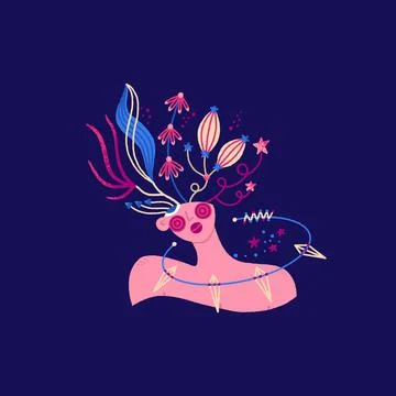 Vector bust of a woman. An illustration of the inner self, subconsciousness,  Stock Illustration