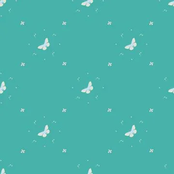 Vector butterflies on turquoise background pattern Illustrazione stock