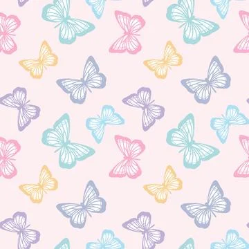 Vector butterfly cute seamless repeat pattern design background 스톡 일러스트