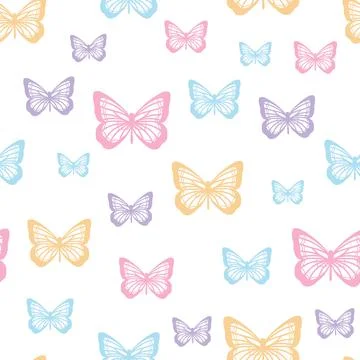 Vector butterfly cute seamless repeat pattern design background Stock Illustration