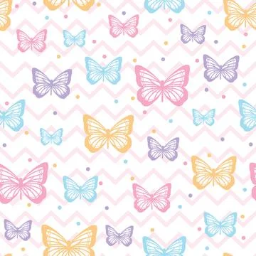 Vector butterfly cute seamless repeat pattern design background イラスト素材