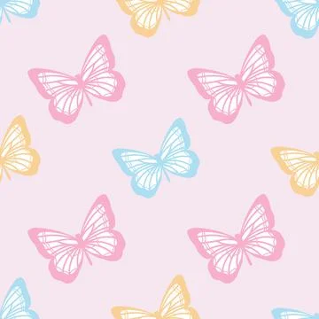 Vector butterfly cute seamless repeat pattern design background イラスト素材