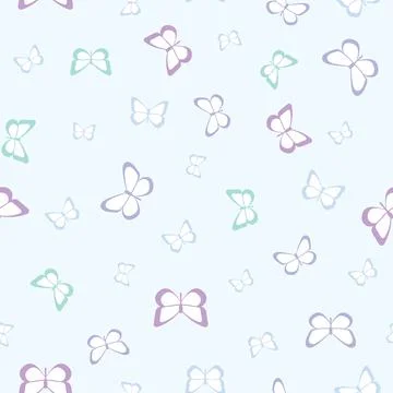 Vector butterfly cute seamless repeat pattern design background Illustrazione stock