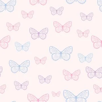 Vector butterfly cute seamless repeat pattern design background 스톡 일러스트