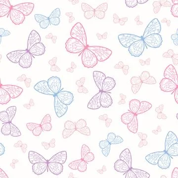 Vector butterfly cute seamless repeat pattern design background Stock Illustration