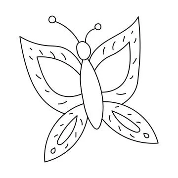 Vector butterfly icon on doodle style. Funny woodland, forest or garden ins.. Stock Illustration