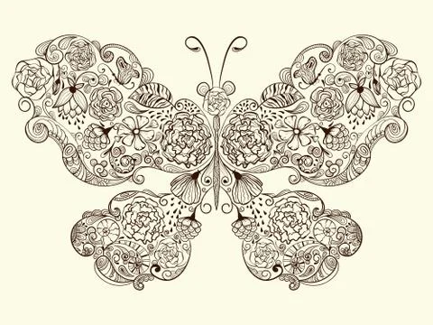 Vector  butterfly made of flowers Stock Illustration