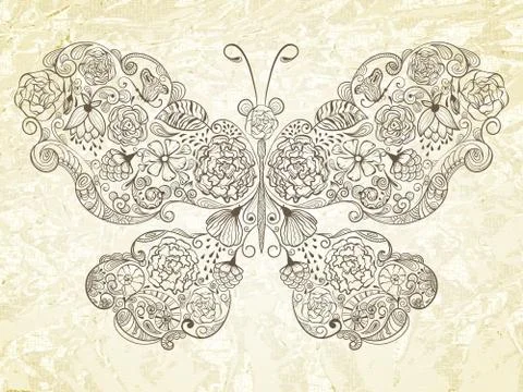 Vector  butterfly made of flowers Illustrazione stock