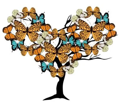 Vector butterfly tree Stock Illustration