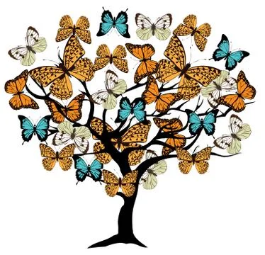 Vector Butterfly Tree Stock Illustration