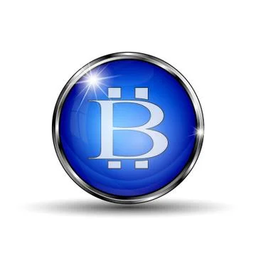 The vector button with bitcoin symbol. Stock Illustration