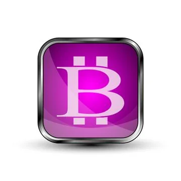 The vector button with bitcoin symbol. Stock Illustration