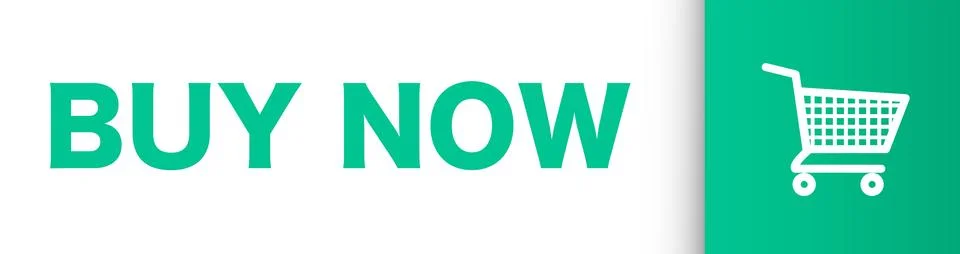 Vector button buy now with text and trolley in the middle isolated on white Stock Illustration