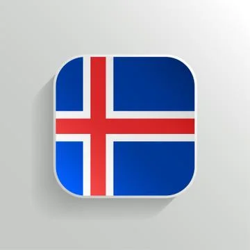 Vector Button - Iceland Flag Icon Stock Illustration