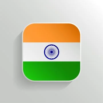Vector Button - India Flag Icon Stock Illustration