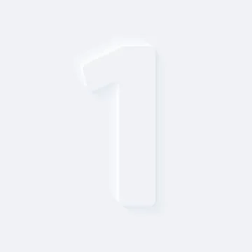 Vector button letter of alphabet number 1. Bright white gradient neumorphic e Stock Illustration