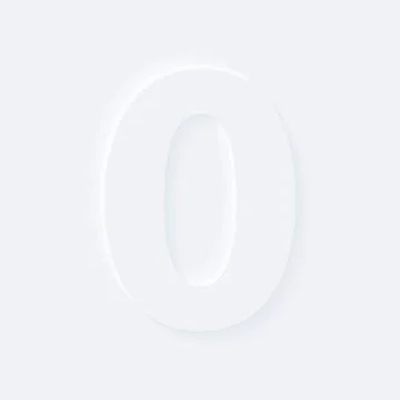 Vector button letter of alphabet number 0. Bright white gradient neumorphic e 스톡 일러스트