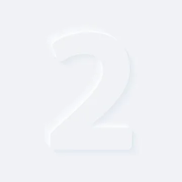 Vector button letter of alphabet number 2. Bright white gradient neumorphic e Illustrazione stock