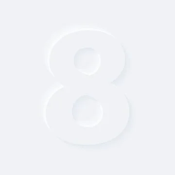 Vector button letter of alphabet number 8. Bright white gradient neumorphic e Illustrazione stock