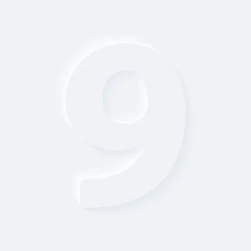 Vector button letter of alphabet number 9. Bright white gradient neumorphic e 스톡 일러스트