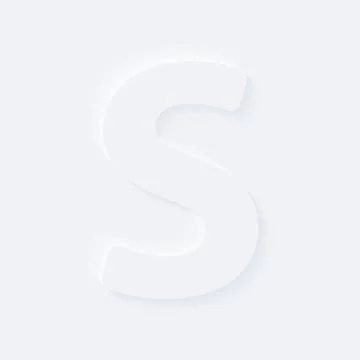 Vector button letter of alphabet S. Bright white gradient neumorphic effect c Stock Illustration