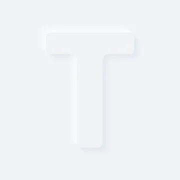 Vector button letter of alphabet T. Bright white gradient neumorphic effect c Stock Illustration