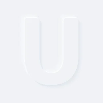 Vector button letter of alphabet U. Bright white gradient neumorphic effect c Stock Illustration