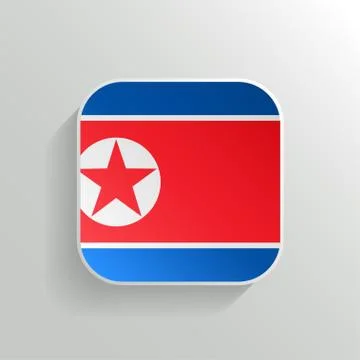 Vector Button - North Korea Flag Icon Stock Illustration