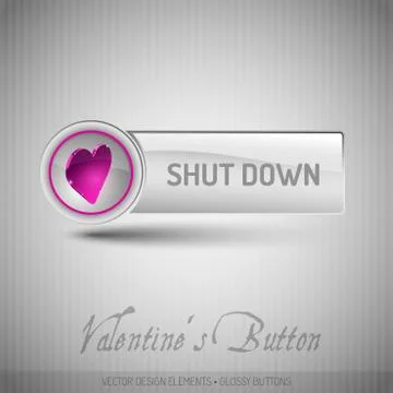 Vector button with pink heart. Modern design elements with valentines symbols Stock Illustration