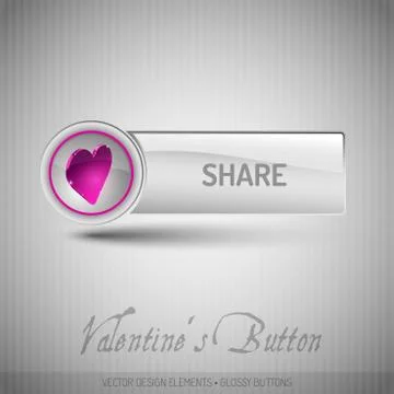 Vector button with pink heart. Modern design elements with valentines symbols Stock Illustration